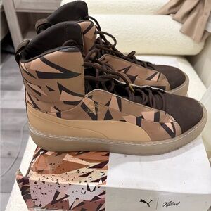 Puma X Natural Women Platform FSN Cheetah in Brown & Natural Vachetta Leather